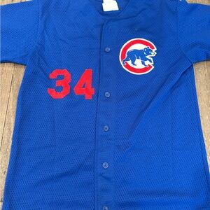 Blue Chicago Cubs Jersey with Red Number 34